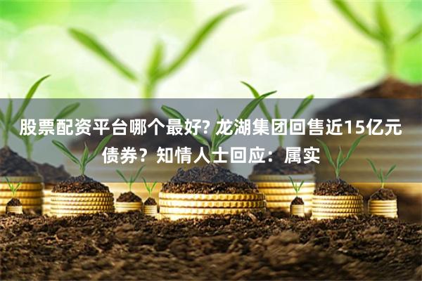 股票配资平台哪个最好? 龙湖集团回售近15亿元债券？知情人士回应：属实